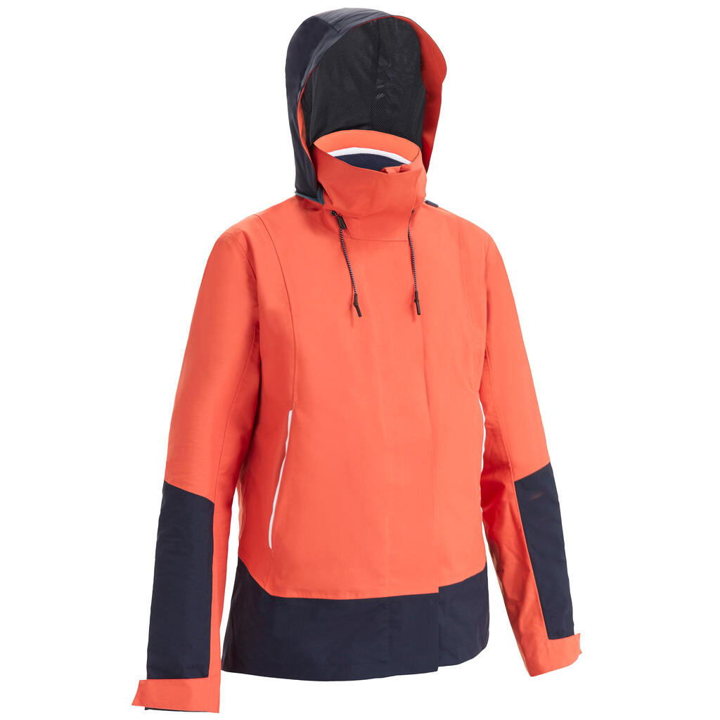 Segeljacke Sailing 300 Wasserdicht Winddicht Damen hellrot