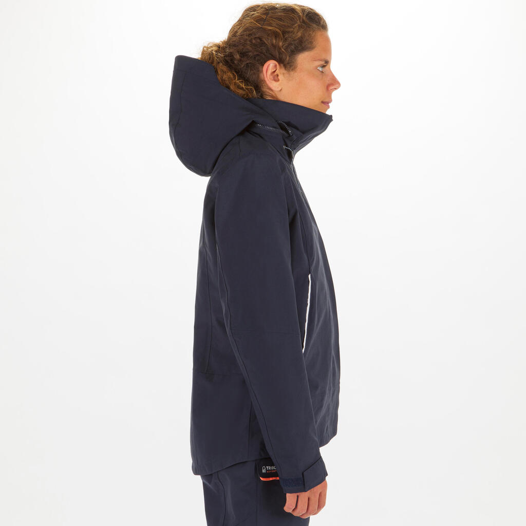 Women's Waterproof Wind-proof Rain Jacket SAILING 300 navy