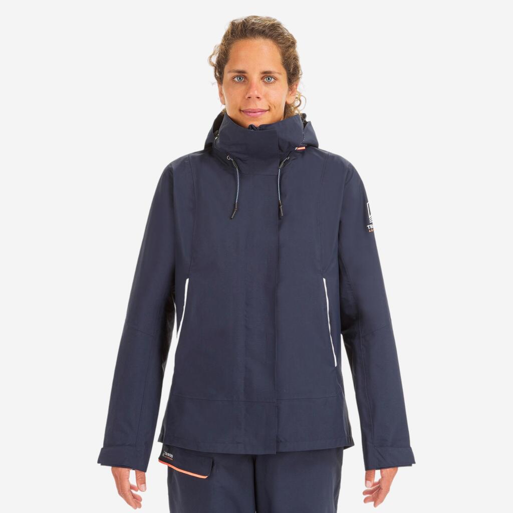 CHAQUETA IMPERMEABLE MUJER SAILING300 AZUL MARINO