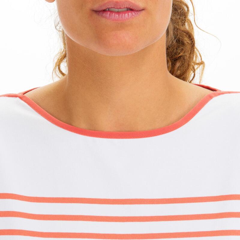 T-Shirt de Vela - Marinheiro SAILING 100 Mulher Branco Vermelho