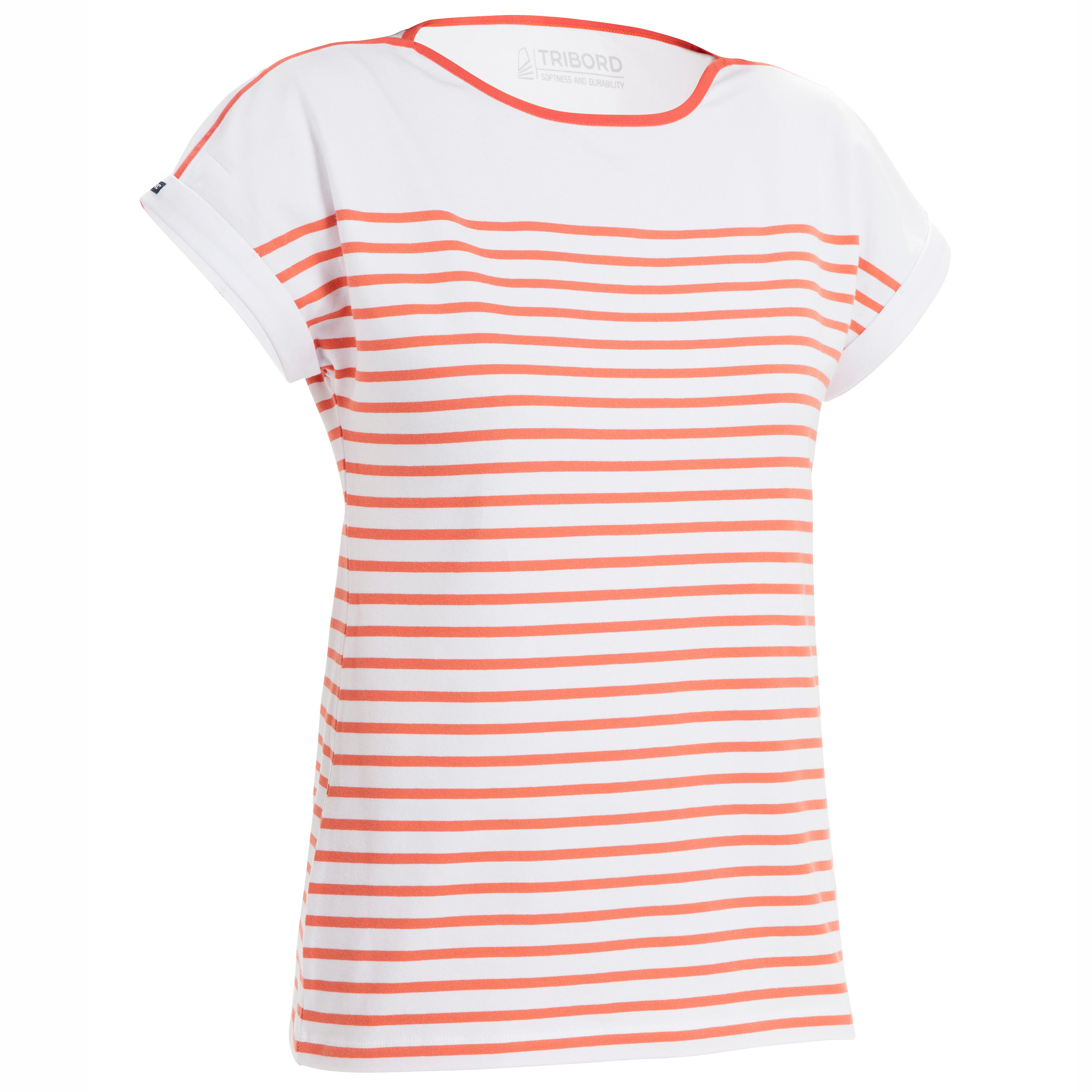 Women's Sailing Short Sleeve T-Shirt 100 - White Red 1/8