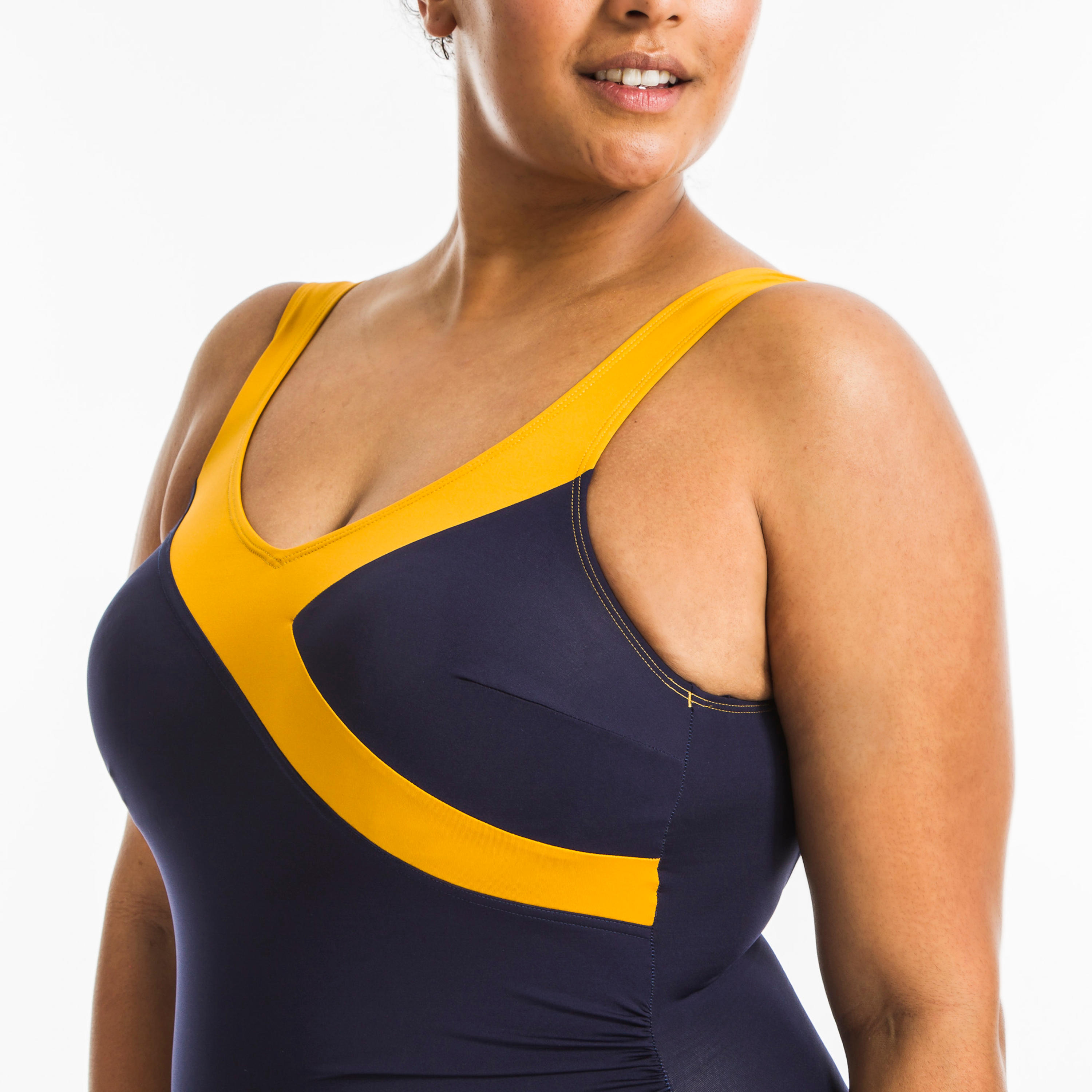 Women’s Aquafitness 1-piece swimsuit Karli blue ochre 4/11