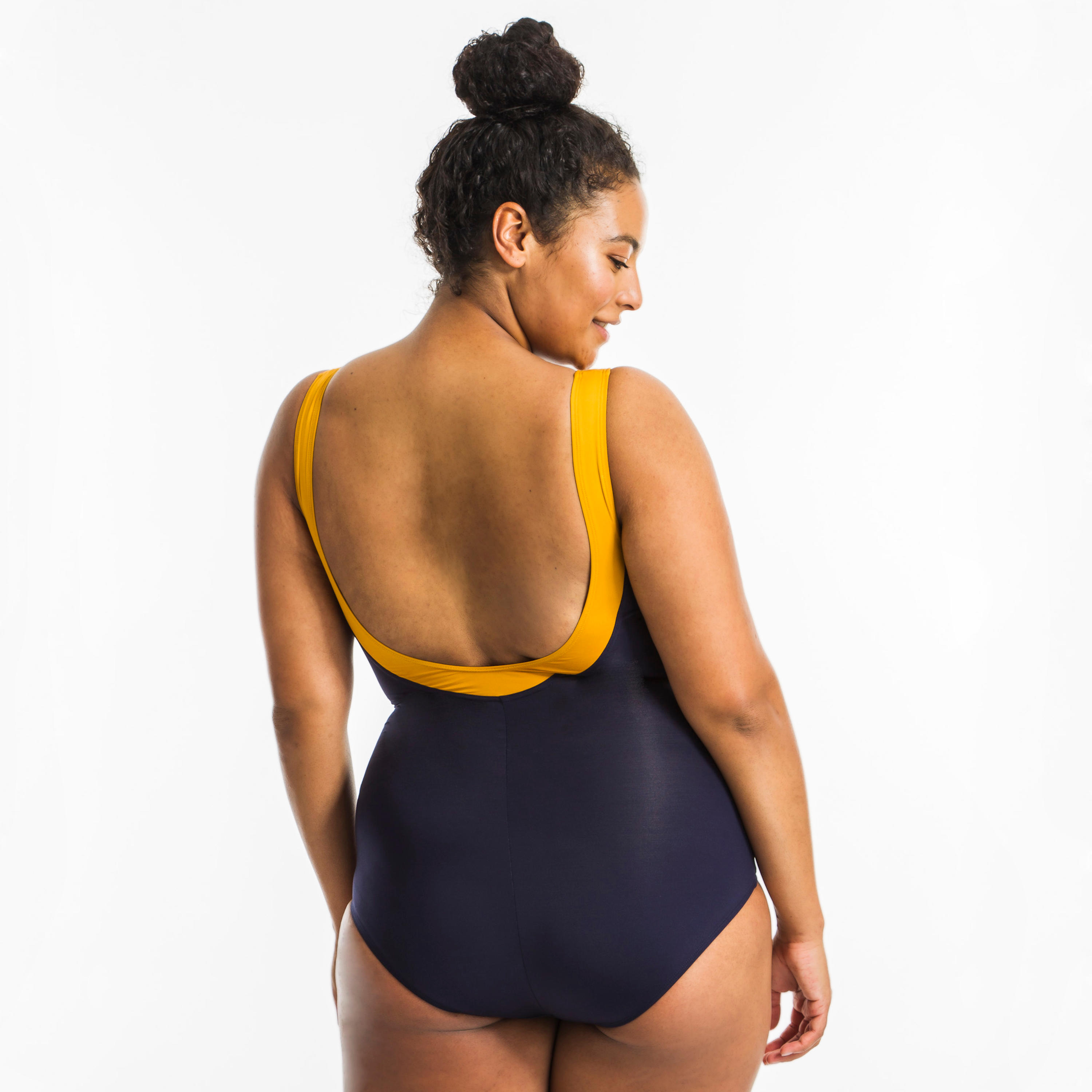 Women’s Aquafitness 1-piece swimsuit Karli blue ochre 3/11