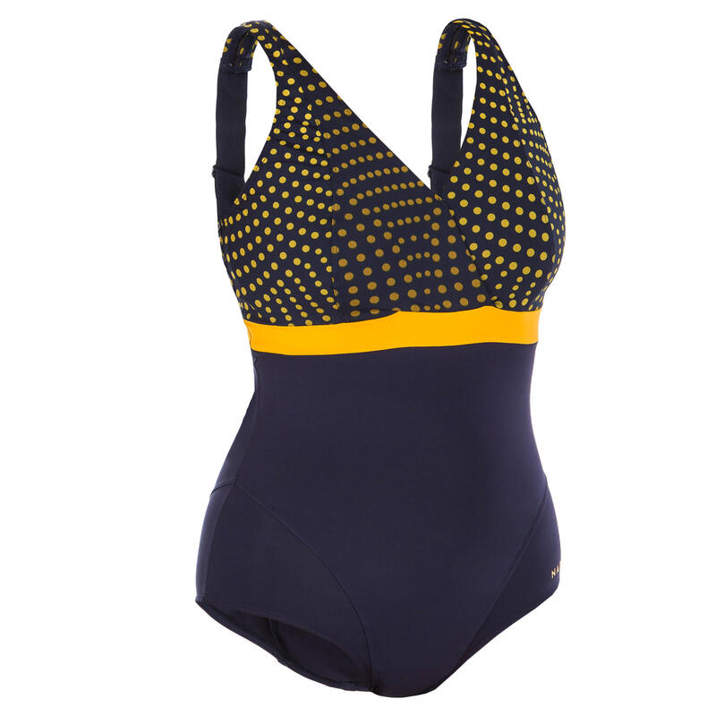 Damesbadpak voor aquagym Mia dot blauw cupmaat D/E