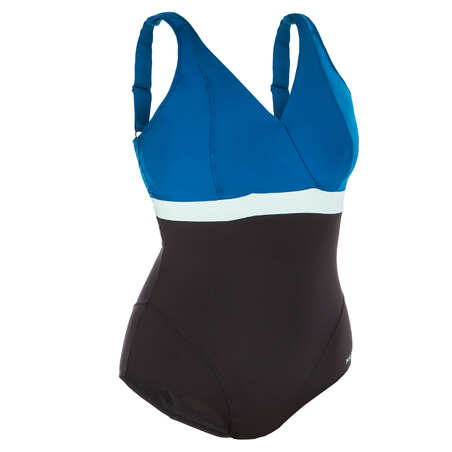 Maillot de bain 1 pièce Aquagym femme Mia noir bleu Bonnet D/E