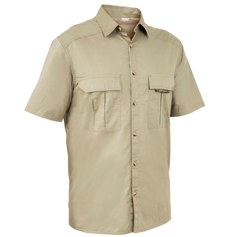 Chemise manches courtes chasse 100 vert clair