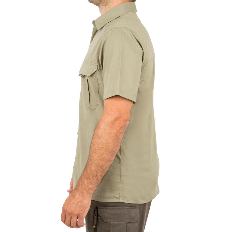 Chemise manches courtes chasse 100 vert clair