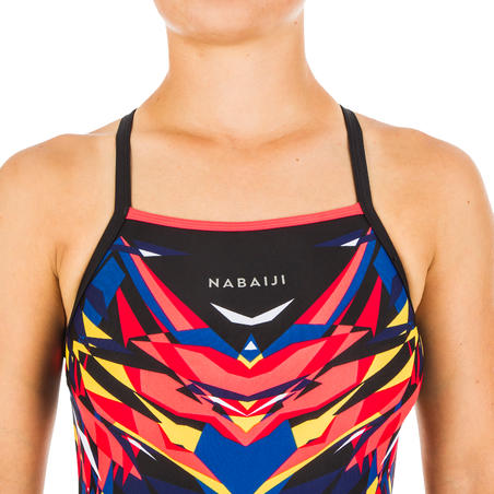 Women's Swimming One-Piece Swimsuit - Kal Red and Black