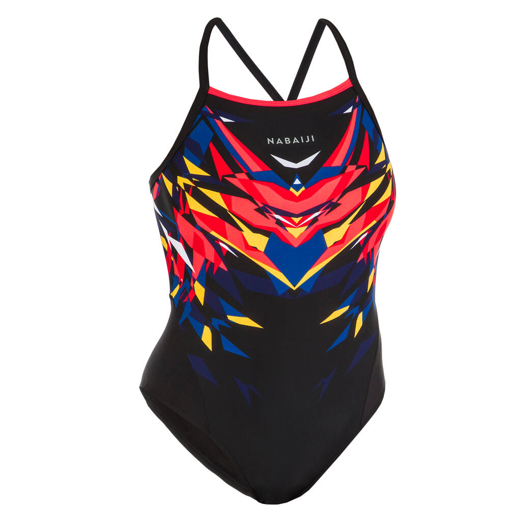 Women's Swimming One-Piece Swimsuit - Kal Red and Black