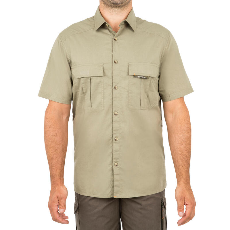 Chemise manches courtes chasse 100 vert clair