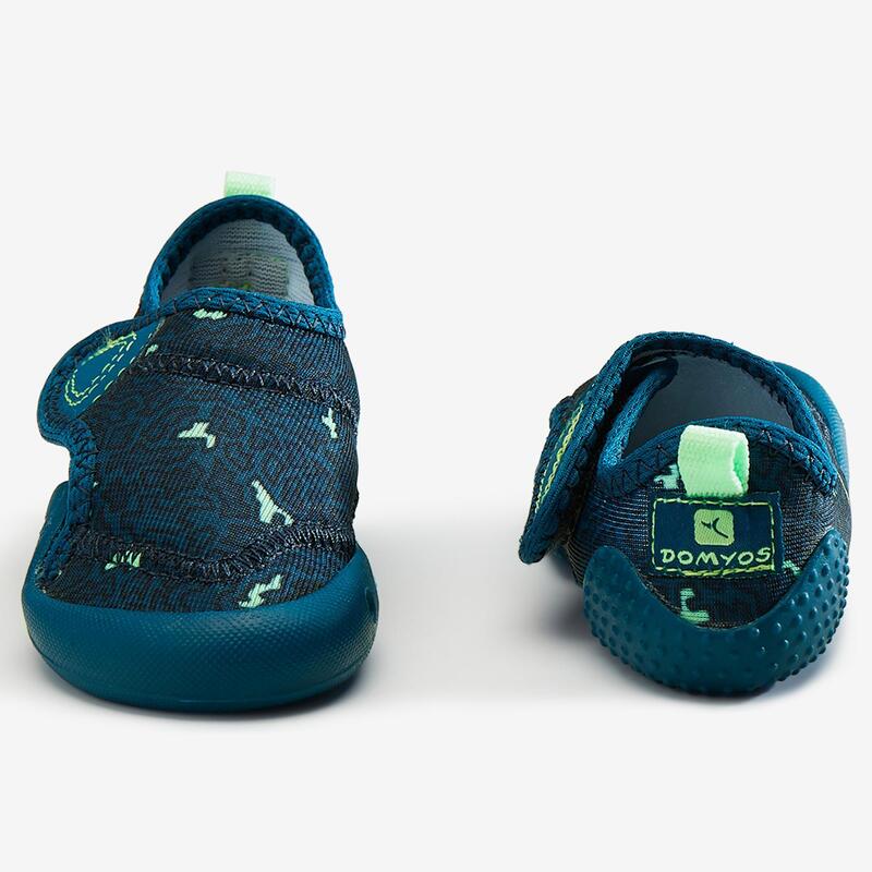 Ademende gymschoenen voor kleutergym Baby light blauw met print