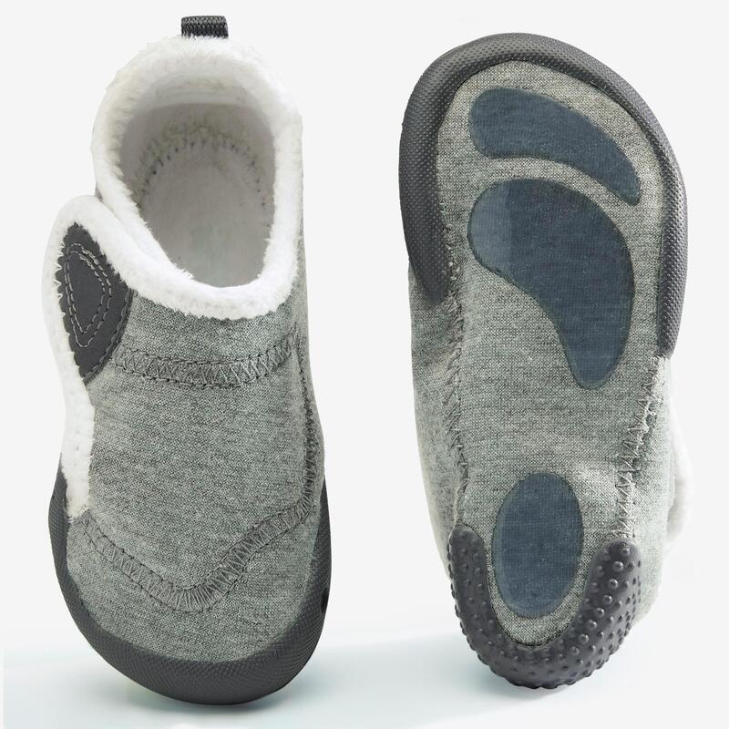 Zapatillas Bebé primeros pasos Domyos 550 forro polar gris tallas 20 al 30
