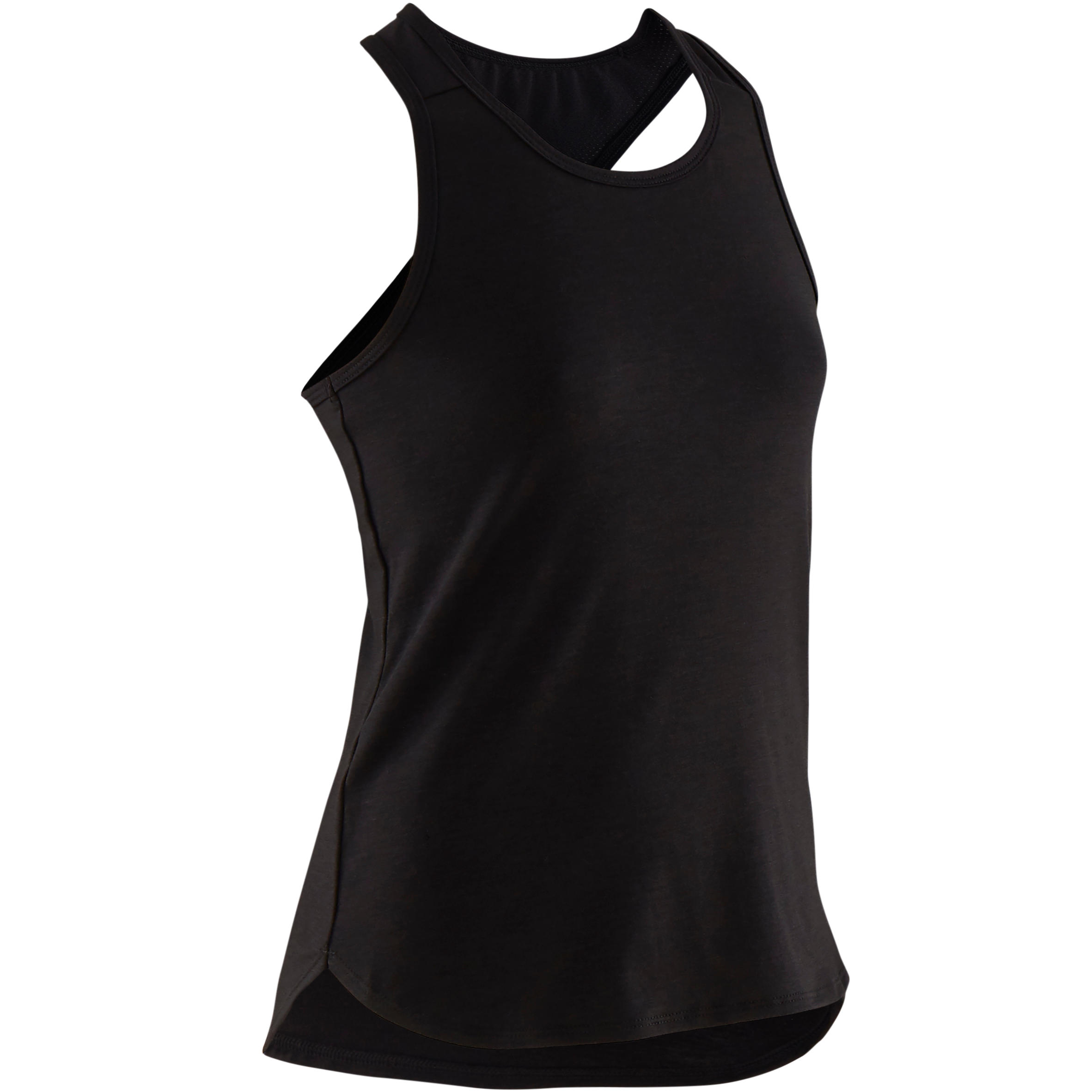

Girls Tank Top Gym Breathable 500 - Plain Black -  By DOMYOS | Decathlon
