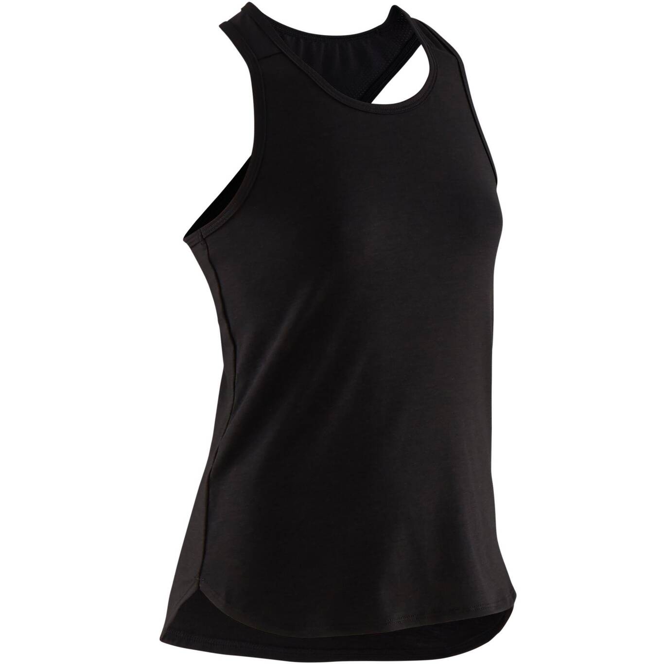 Girls' Breathable Gym Tank Top 500 - Plain Black