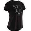 Girls' Breathable Short-Sleeved Gym T-Shirt 500 - Black Print