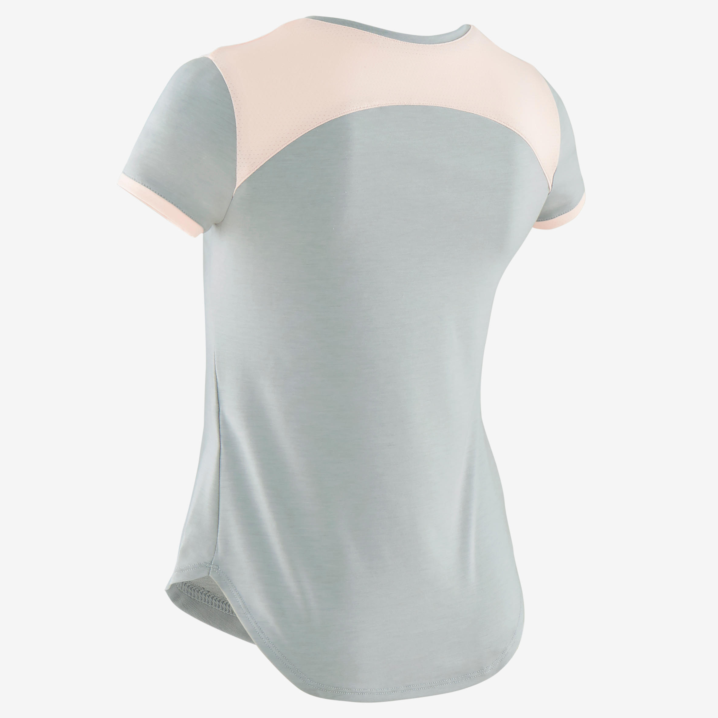 Girls' Breathable Short-Sleeved Gym T-Shirt 500 - Grey Print 3/6