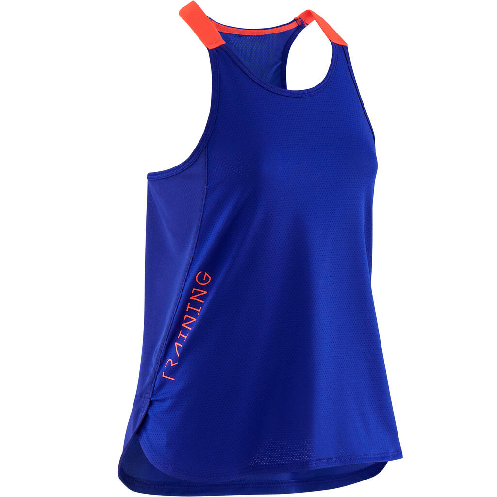 Girls' Breathable Gym Tank Top S580 - Purple/Neon Pink Straps