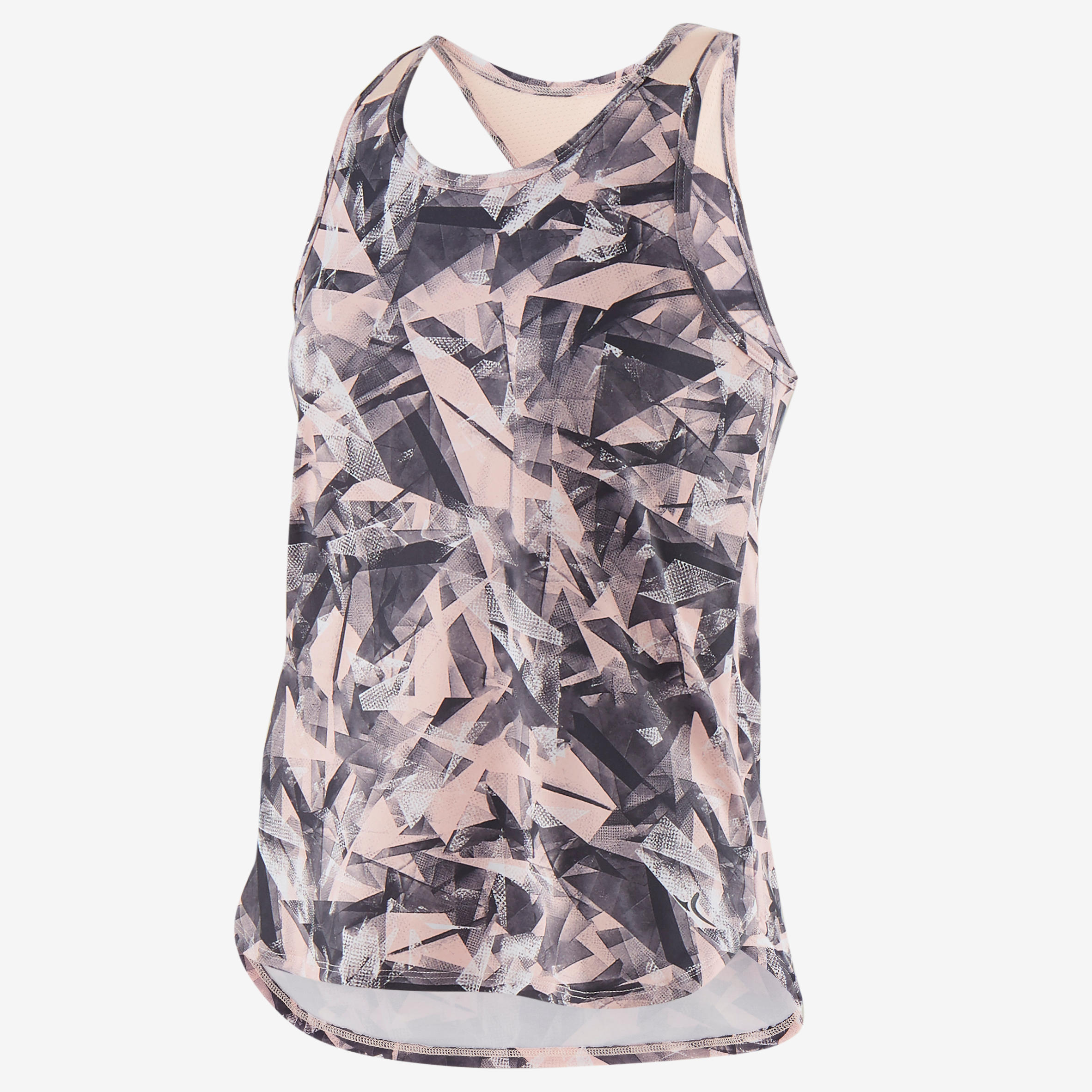 Girls' Breathable Synthetic Gym Tank Top S500 - Pink Print 2/4