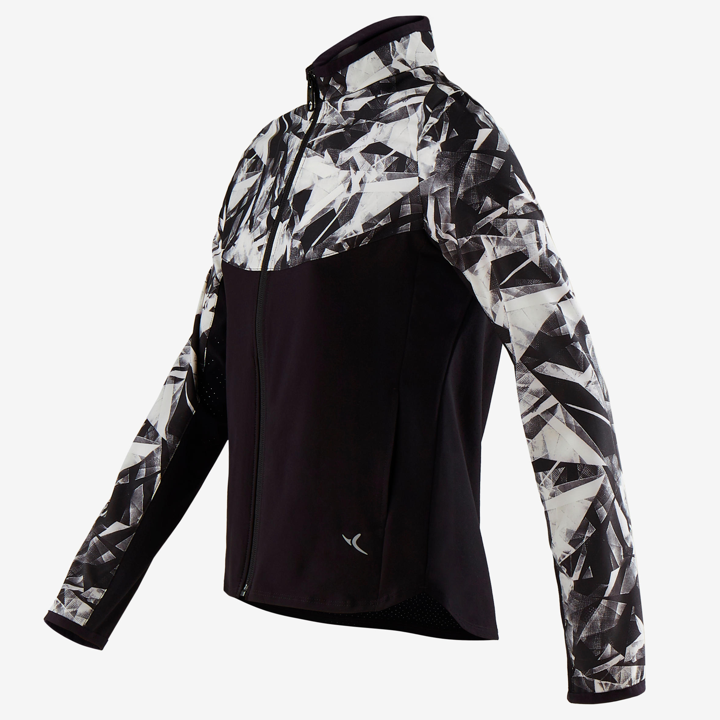 Girls' Light Breathable Gym Jacket W500 - Black Print 2/6