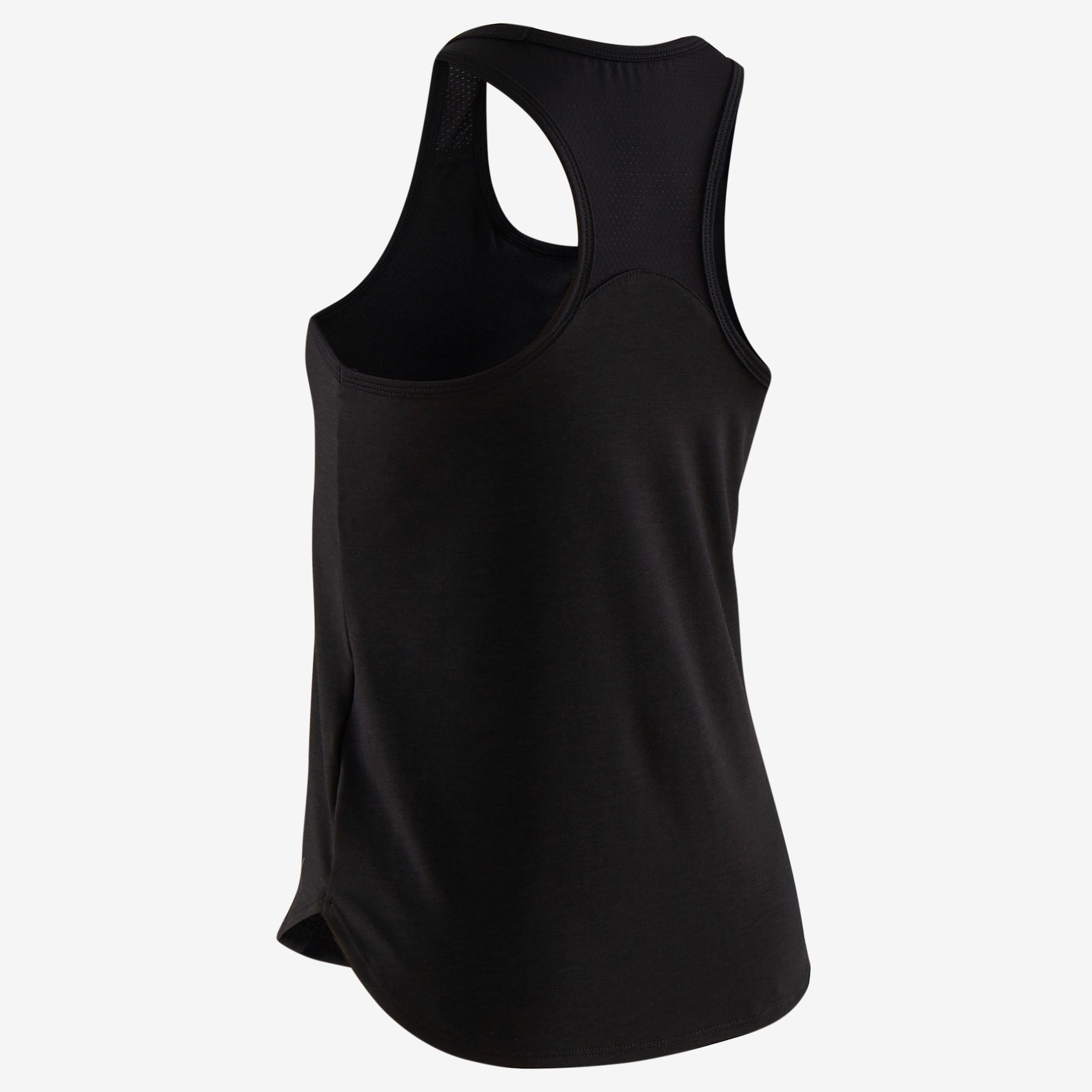 Girls' Breathable Gym Tank Top 500 - Plain Black 3/4