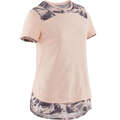 T-shirt barngympa bomull som andas 500 JR rosamelerad