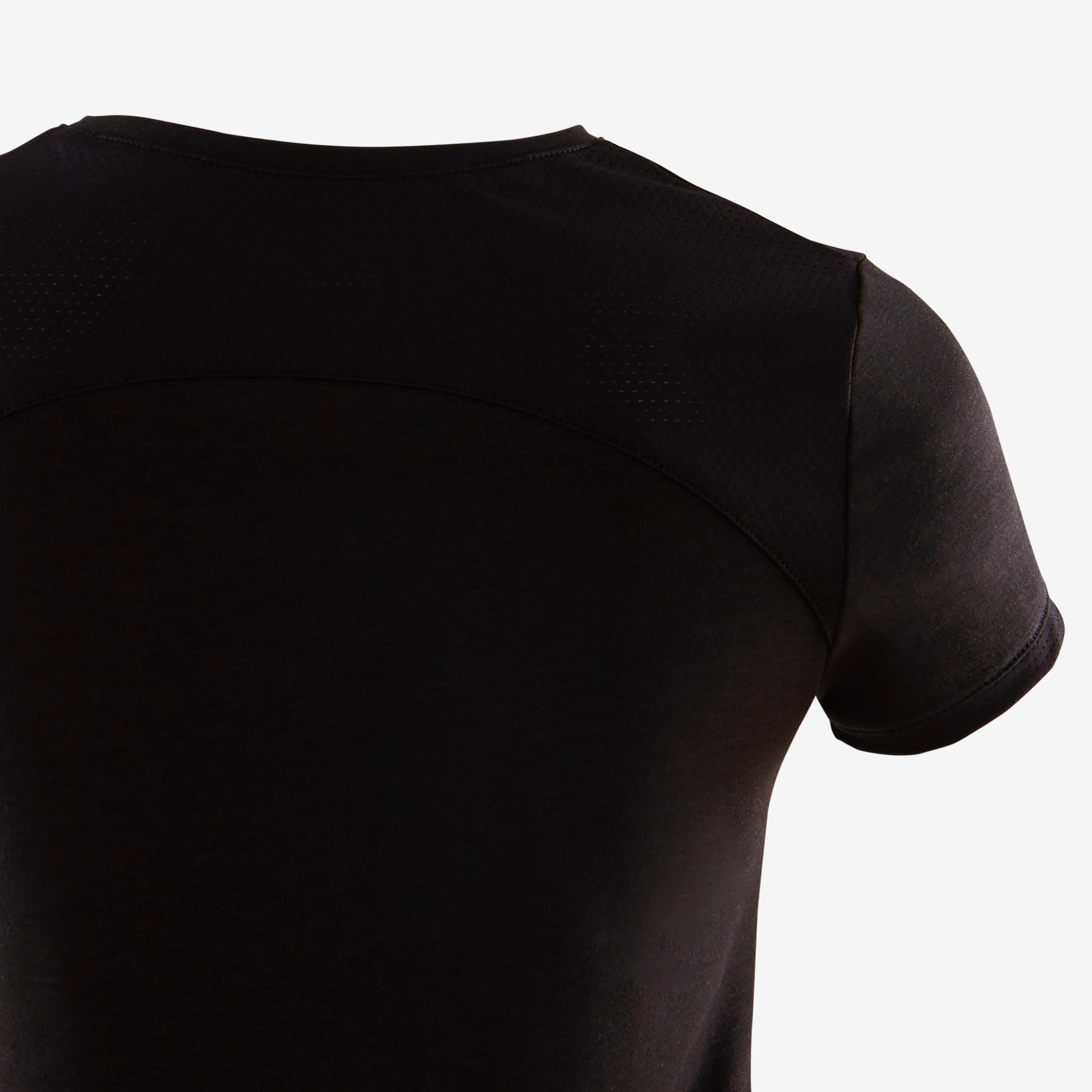 Girls' Breathable Short-Sleeved Gym T-Shirt 500 - Black Print 5/5