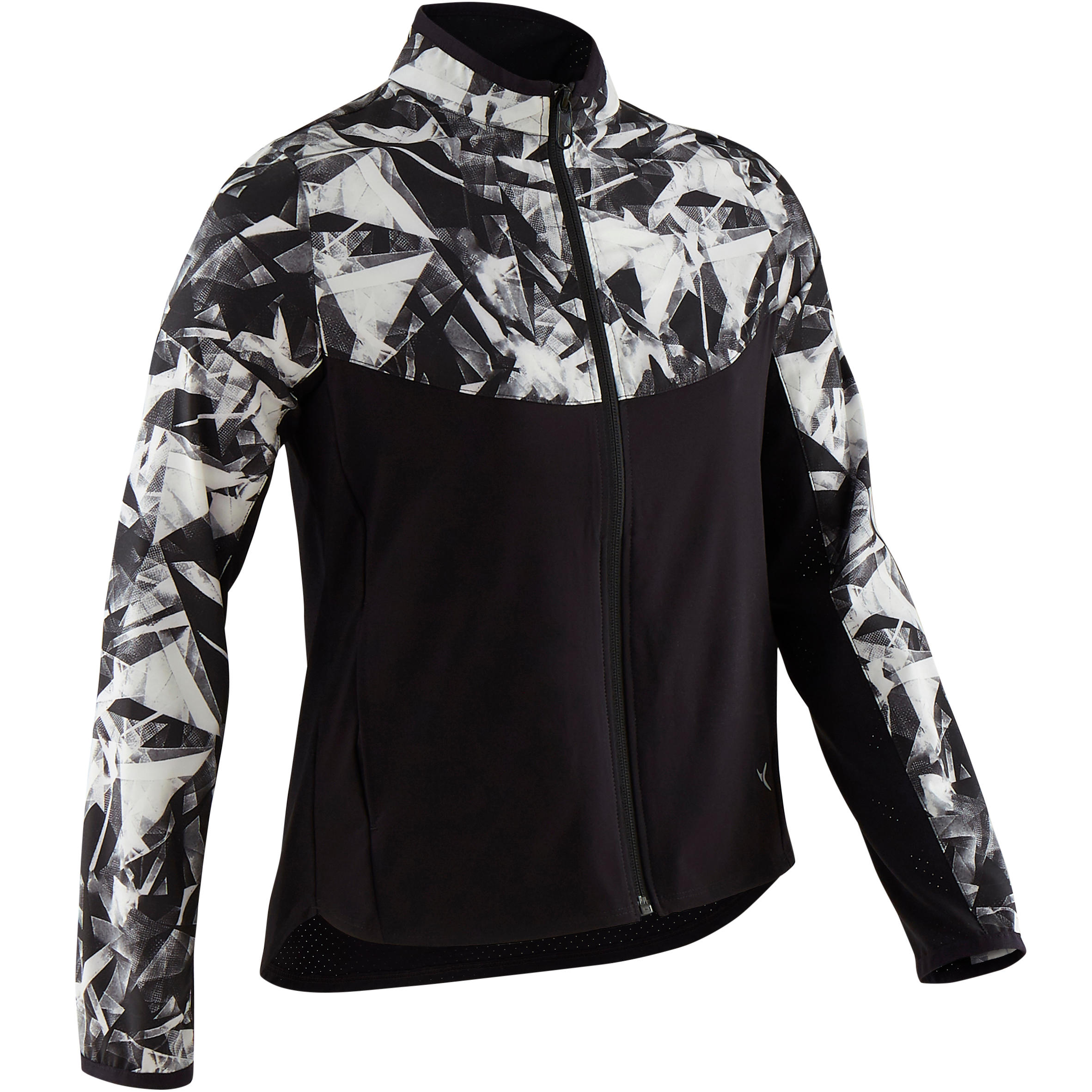 Girls' Light Breathable Gym Jacket W500 - Black Print 1/6