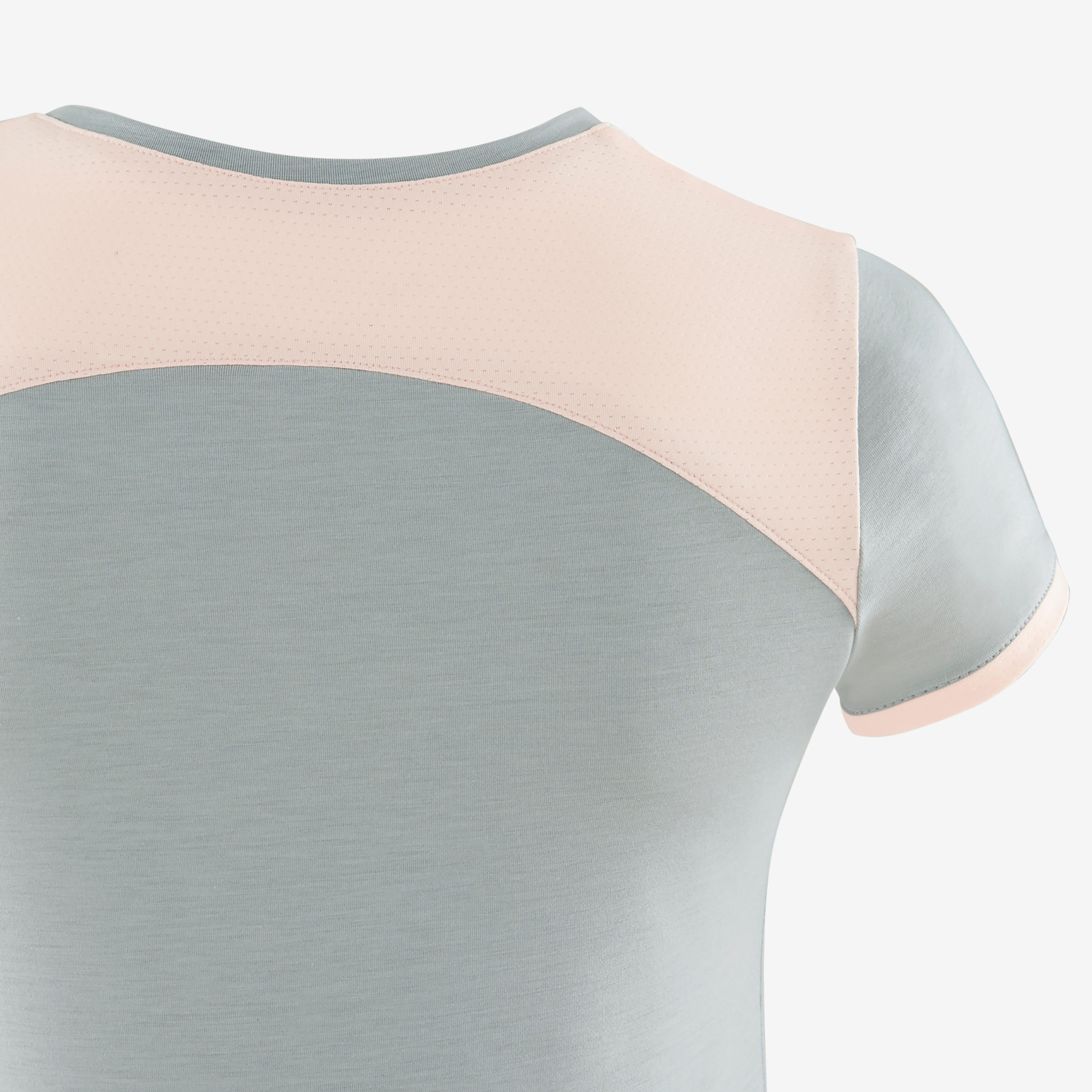 Girls' Breathable Short-Sleeved Gym T-Shirt 500 - Grey Print 5/6