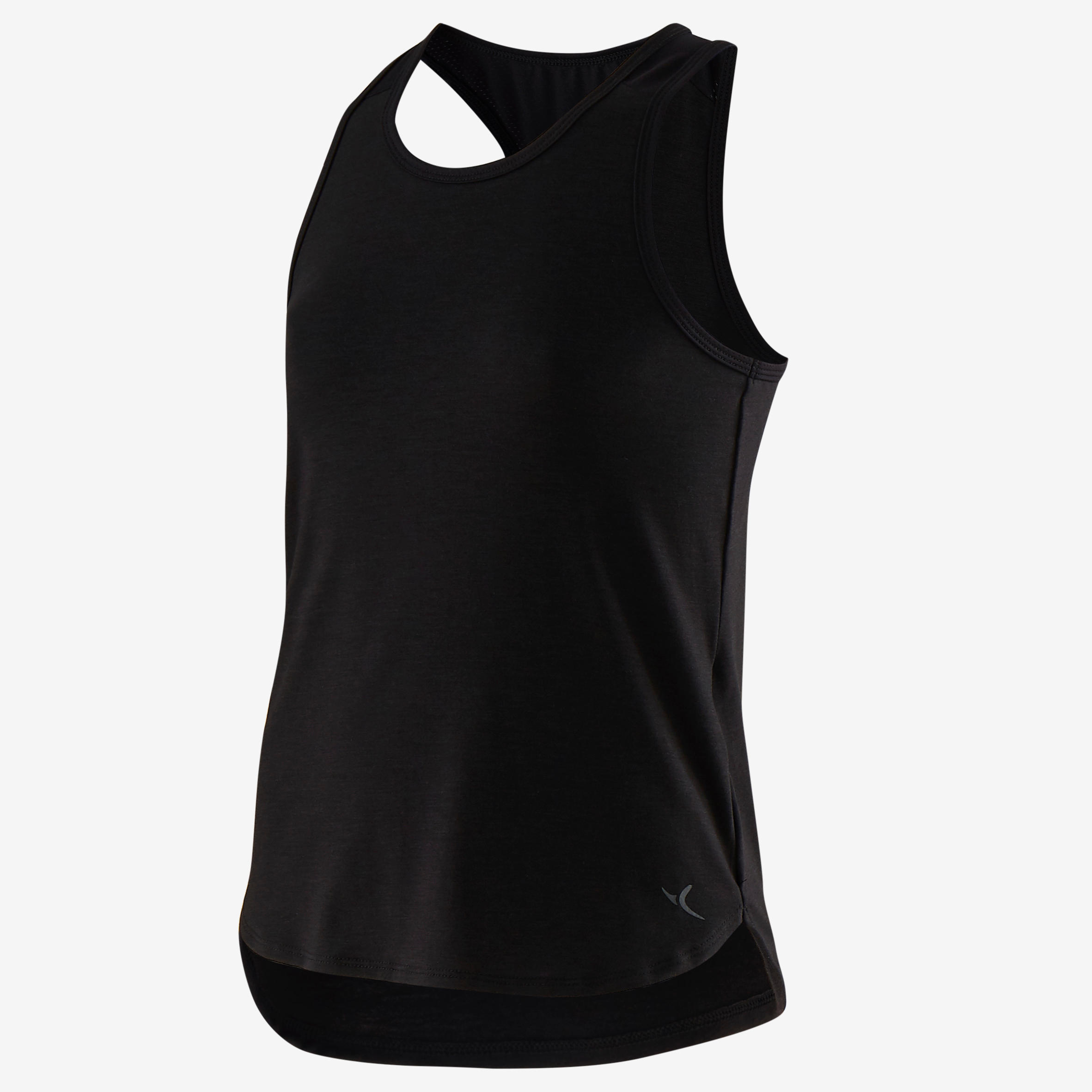 Girls' Breathable Gym Tank Top 500 - Plain Black 2/4
