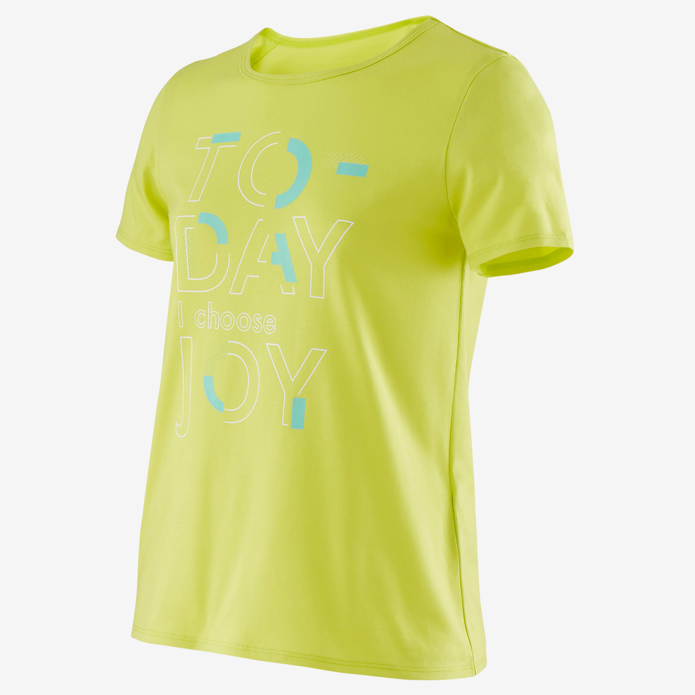 

Girls' Short-Sleeved Gym T-Shirt 100 - Green Print -  By DOMYOS | Decathlon
