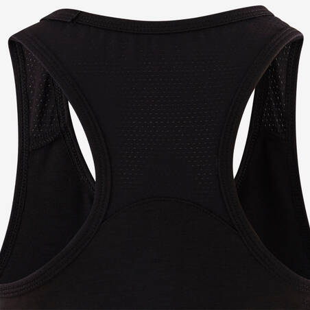 Girls' Breathable Gym Tank Top 500 - Plain Black