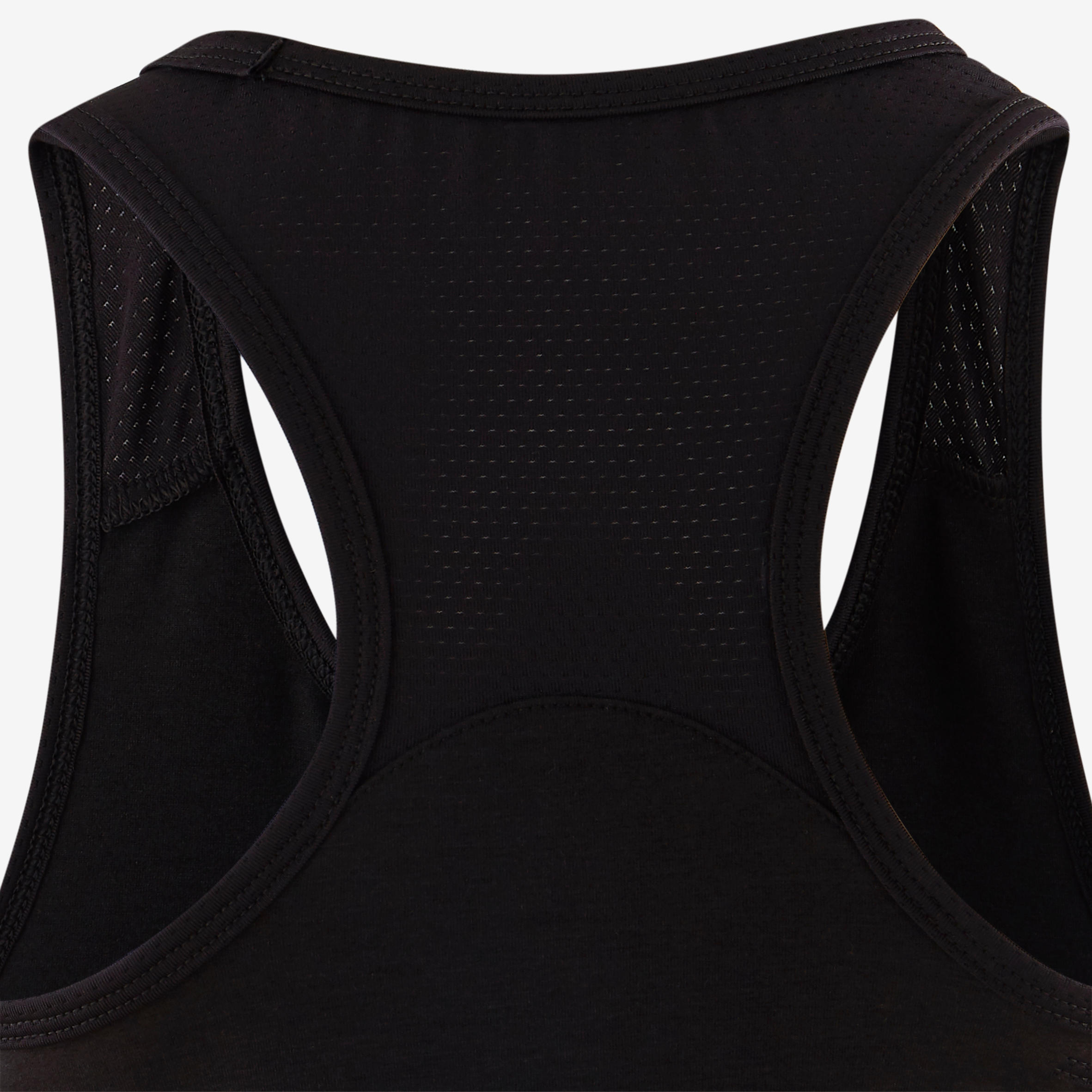 Girls' Breathable Gym Tank Top 500 - Plain Black 4/4