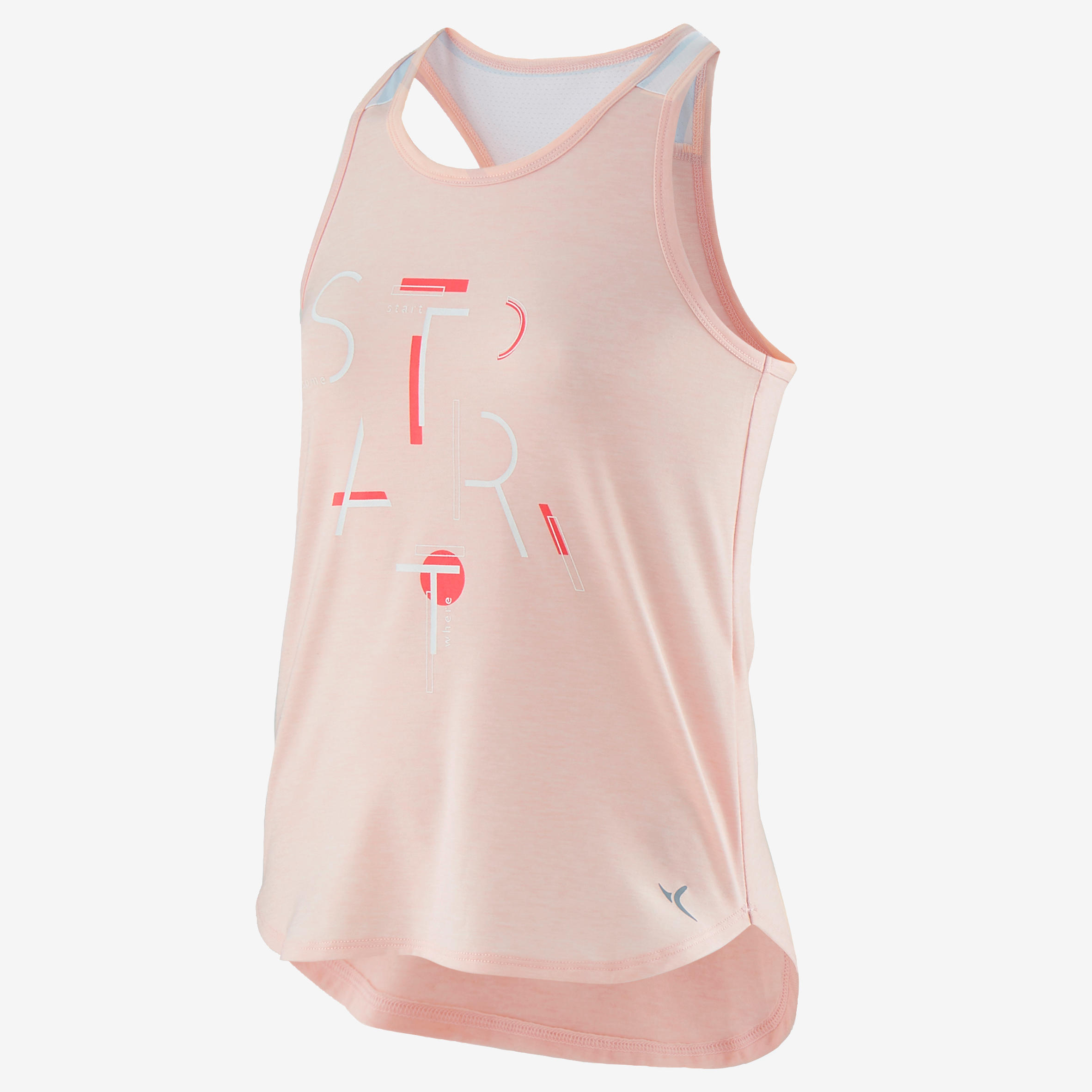 Girls' Breathable Gym Tank Top 500 - Light Pink Print 2/3