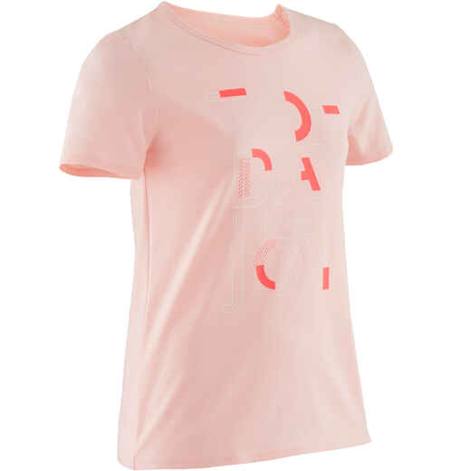 
      Girls' Short-Sleeved Gym T-Shirt 100 - Pink Print
  