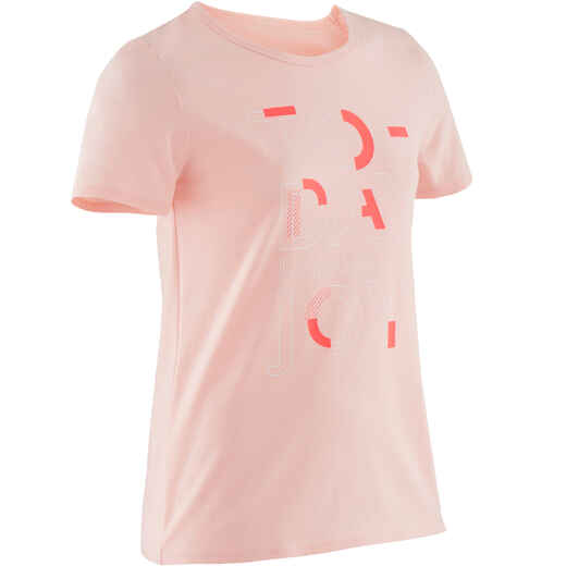 
      T-Shirt 100 Gym Kinder rosa mit Print
  