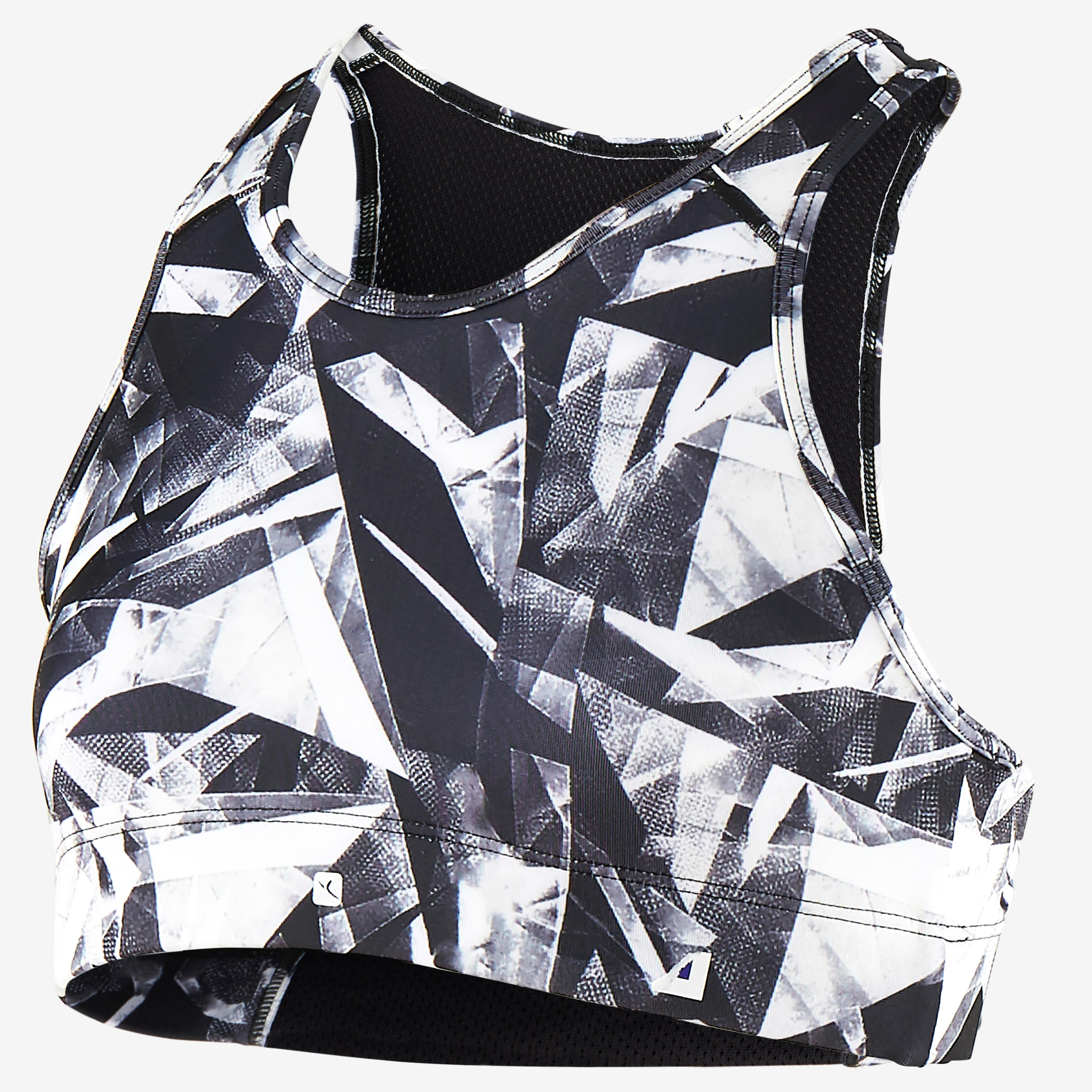 Girls' Breathable Sports Bra - Black/White Print 2/4