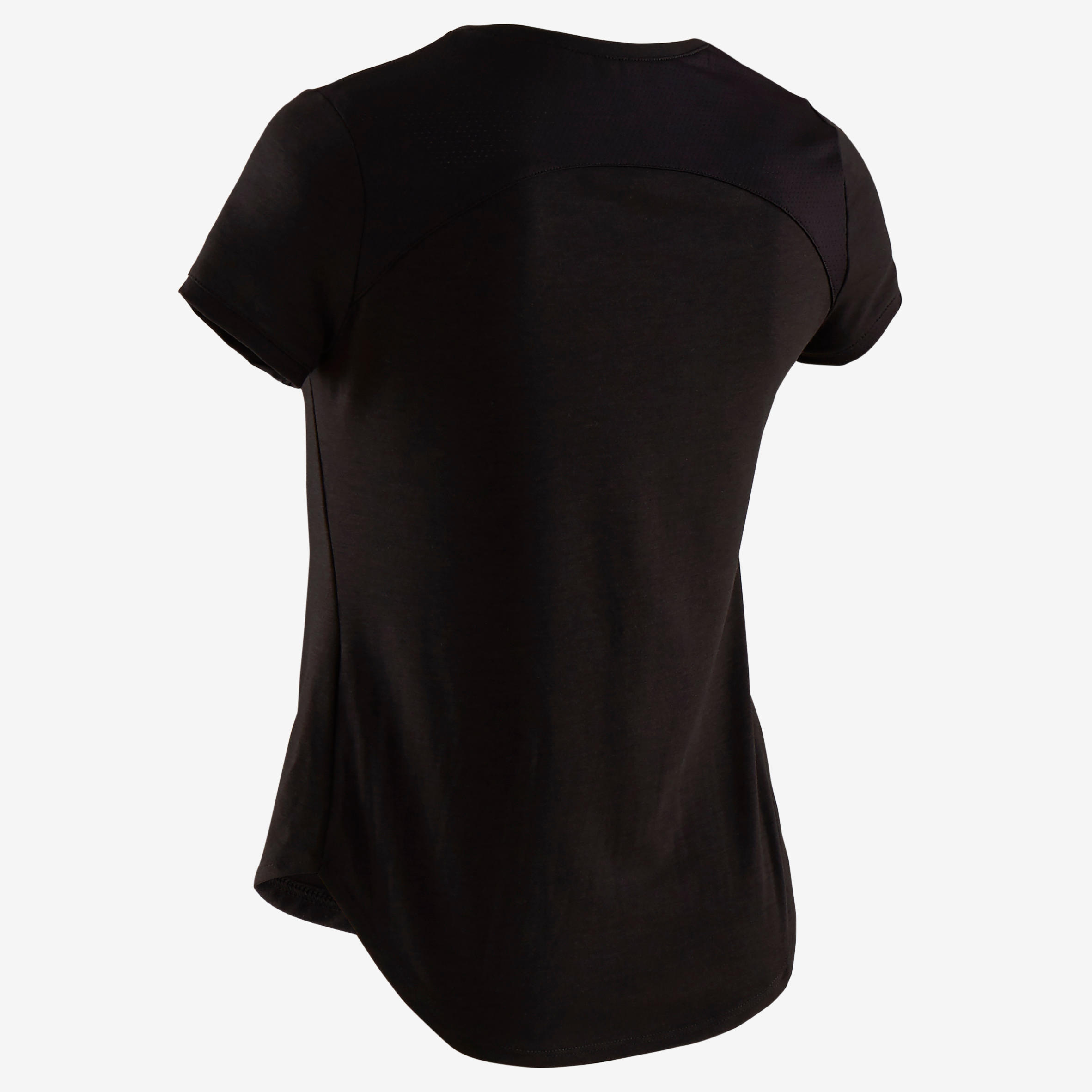 Girls' Breathable Short-Sleeved Gym T-Shirt 500 - Black Print 3/5