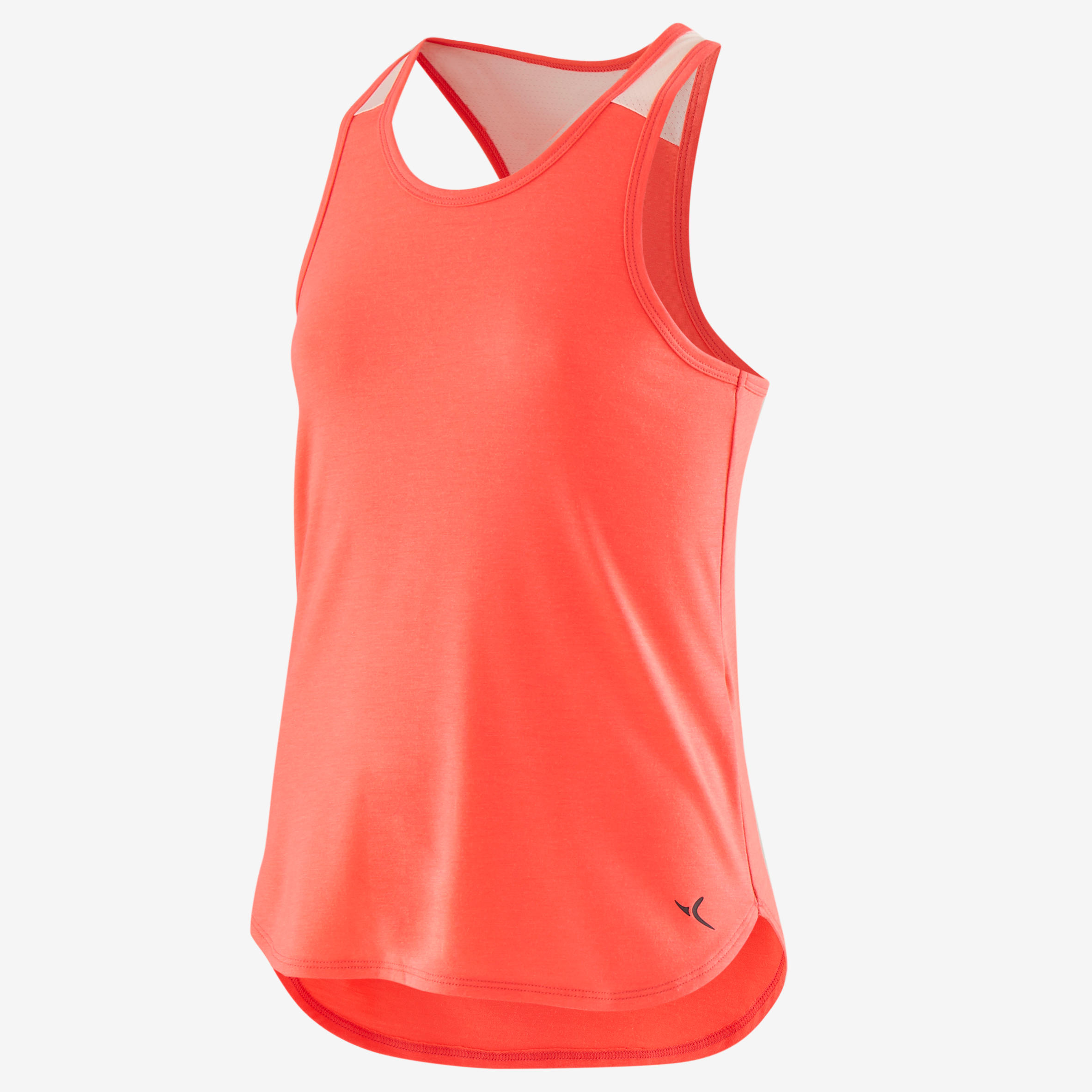 Girls' Breathable Gym Tank Top 500 - Plain Neon Pink 2/4