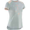 Dievčenské priedušné tričko 500 na cvičenie sivé s potlačou