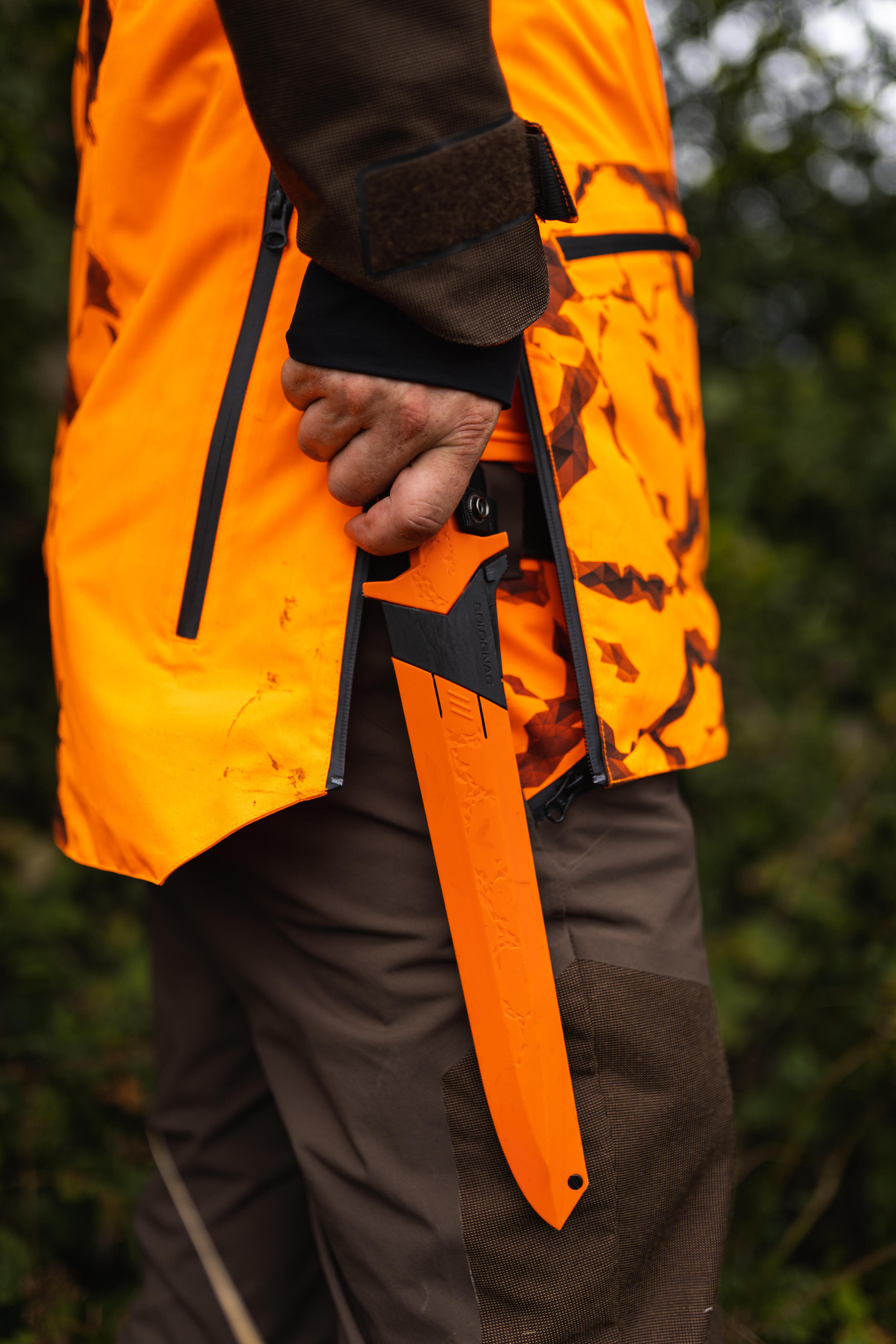 DURABLE WATERPROOF HUNTING JACKET SUPERTRACK 900 - NEON ORANGE 23/30