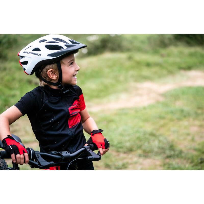 Maillot manches courtes vélo enfant 900 Noir rouge