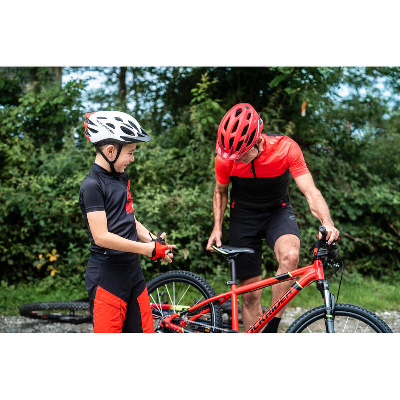 MTB short kind 500 zwart/rood