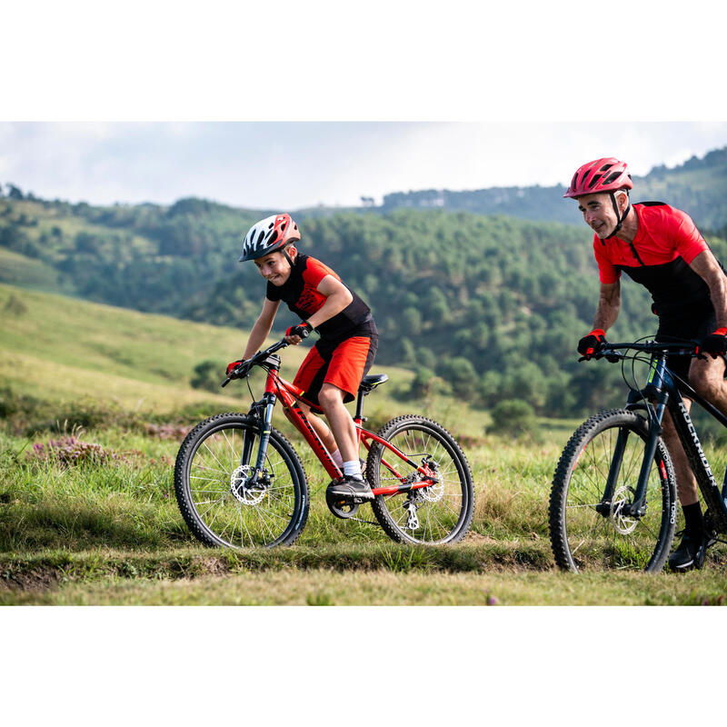 CALÇÕES DE BTT 500 CRIANÇA PRETO/VERMELHO