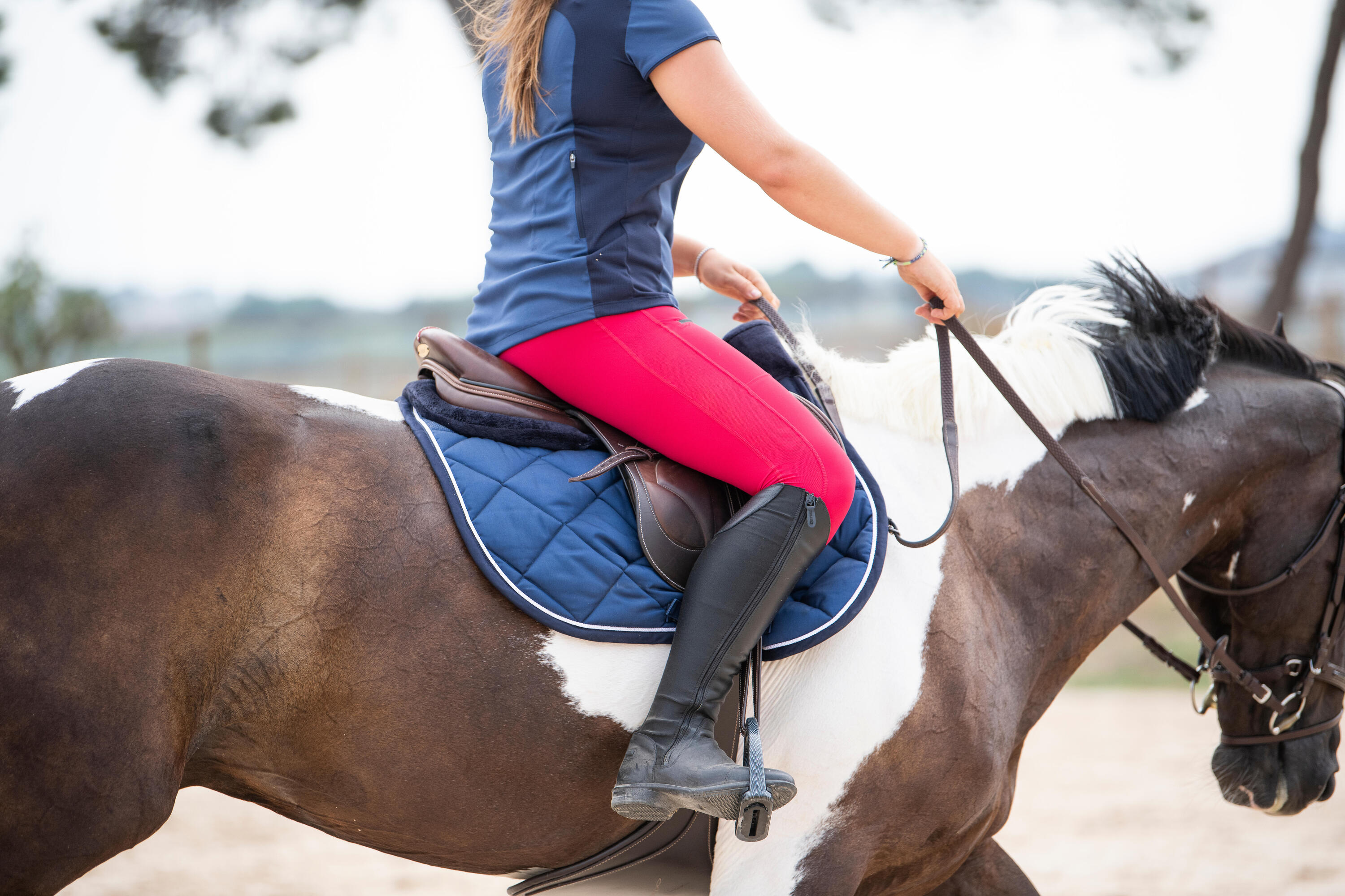 Women's Horse Riding Leggings 100 Light - Raspberry 3/12