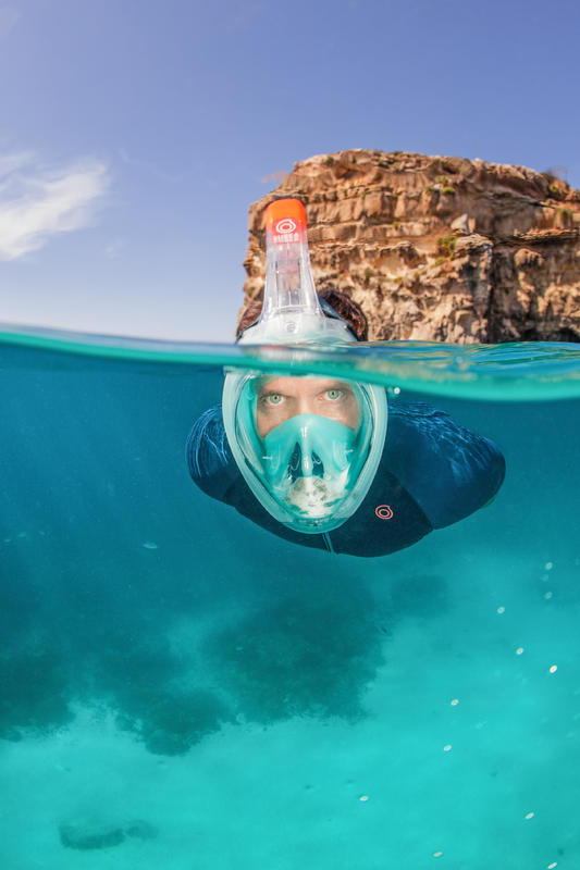 Easybreath 500 full-face snorkelling mask clear turquoise