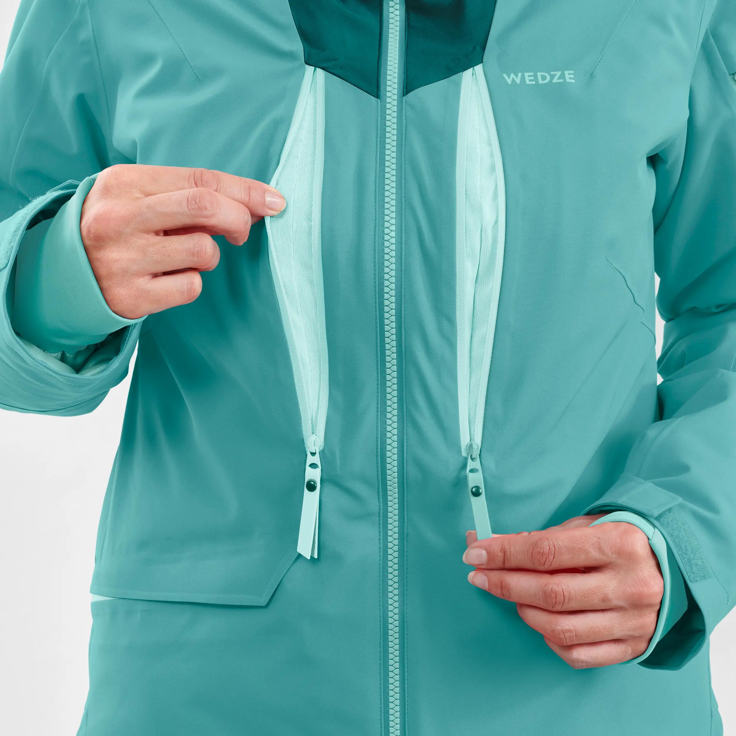 Women’s Freeride SKI JACKET FR500 - Green 15/20