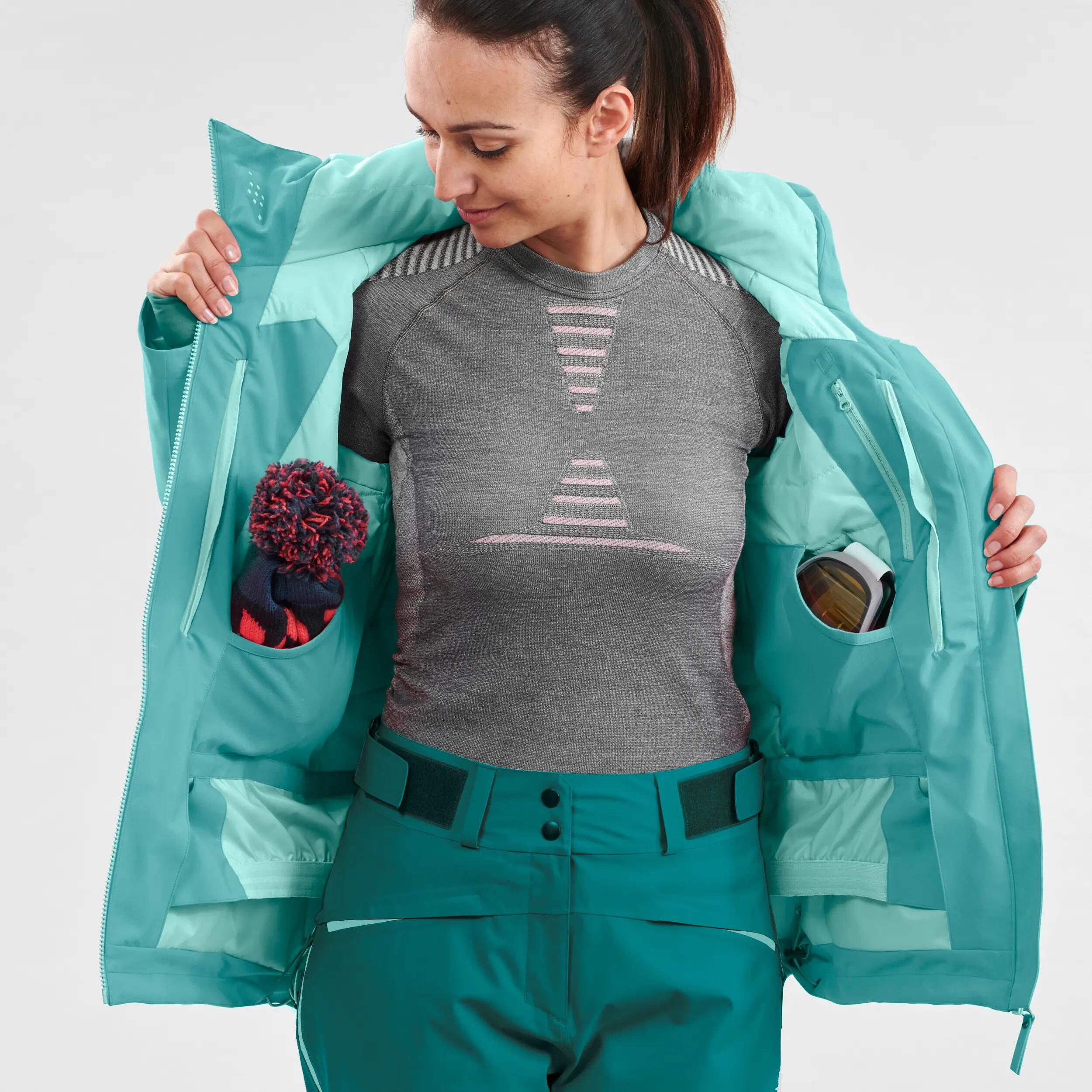 Women’s Freeride SKI JACKET FR500 - Green 10/20