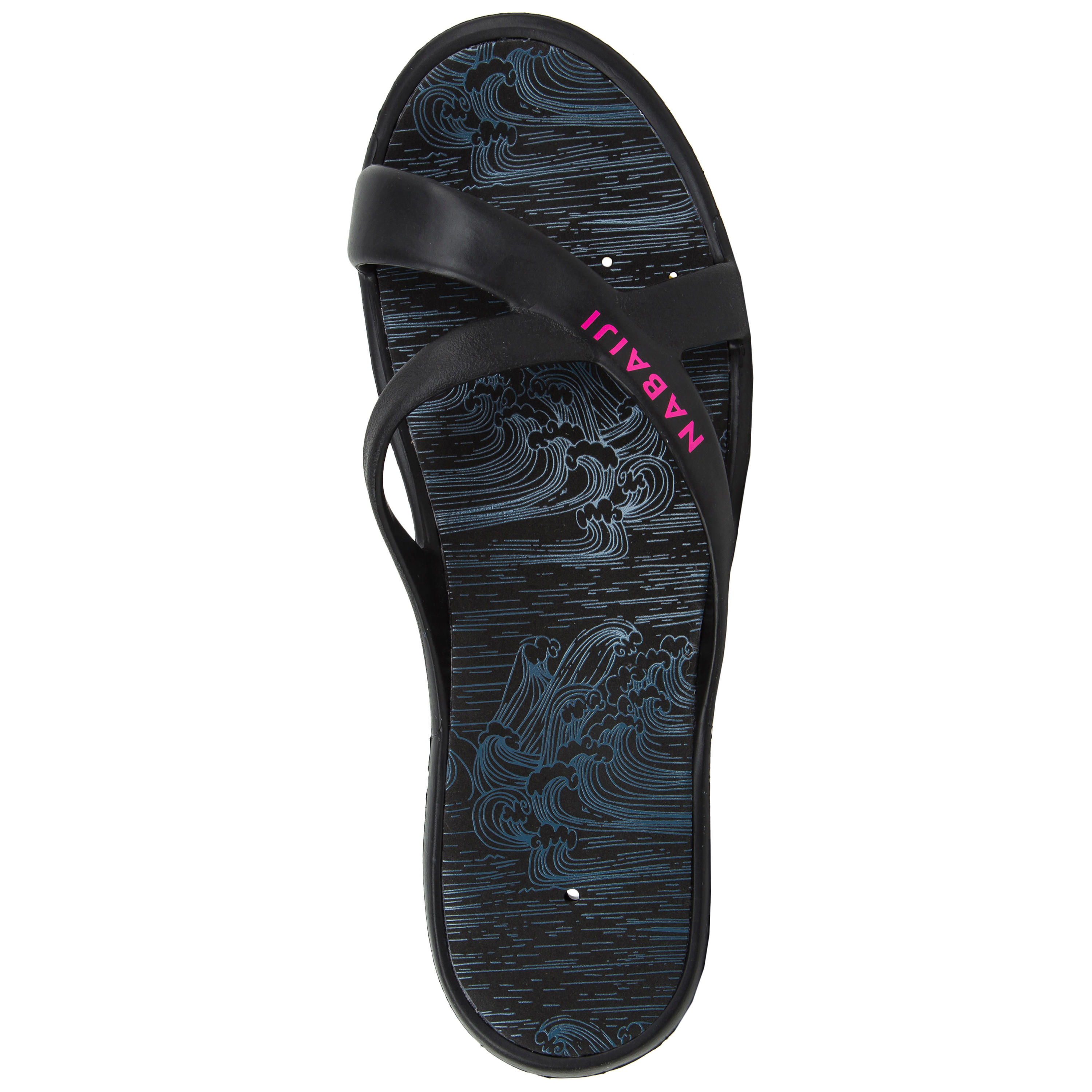 Women's pool sandals - Slap 500 print - Sea black pink 2/5