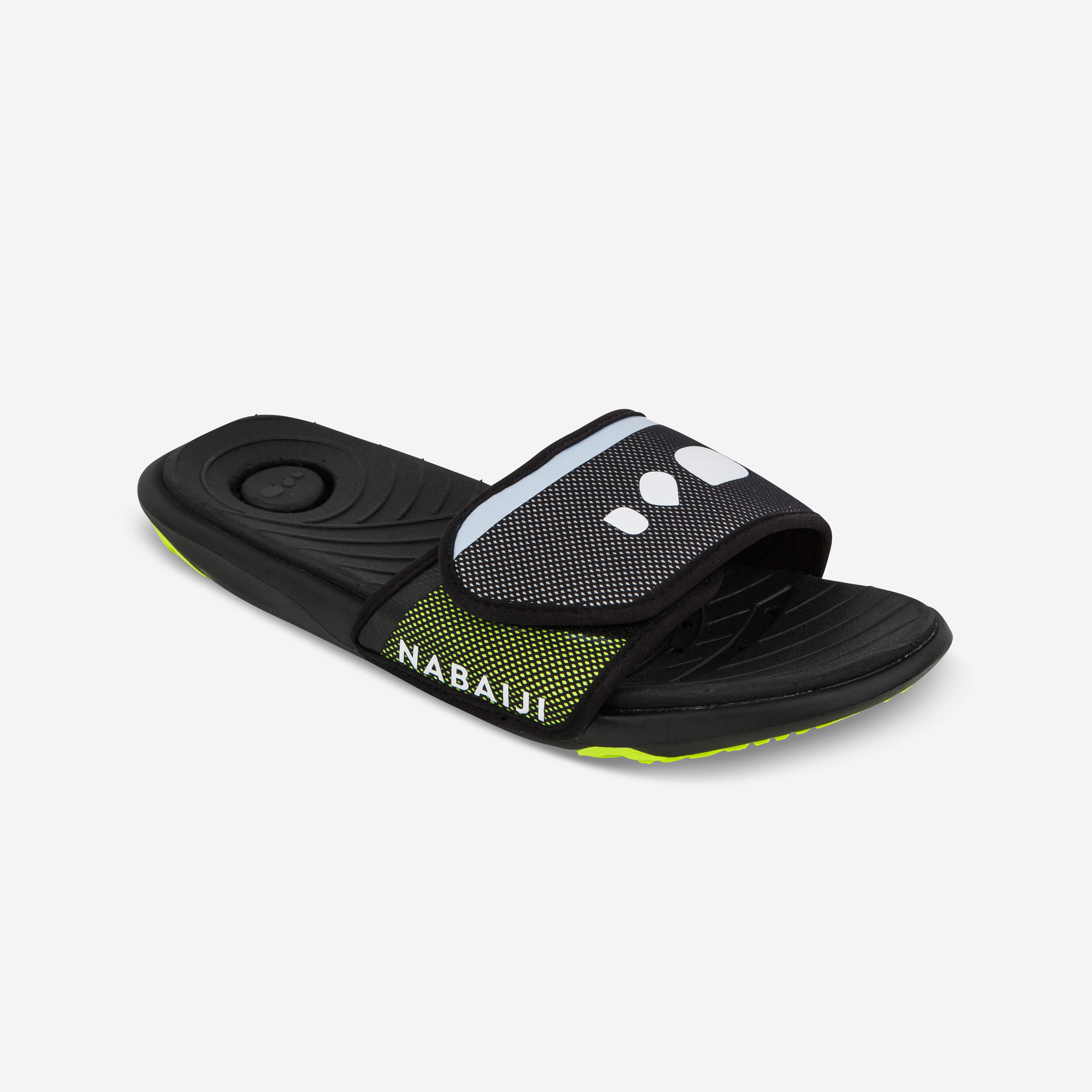 Men's Pool Sandals SLAP 900 SOFT Black Yellow NABAIJI Decathlon