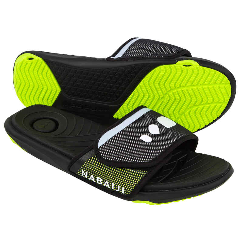 Men's Pool Sandals SLAP 900 SOFT Black Yellow - Decathlon